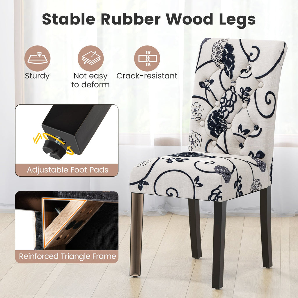 2 Pieces Tufted Dining Chair Set with Adjustable Anti-Slip Foot Pads