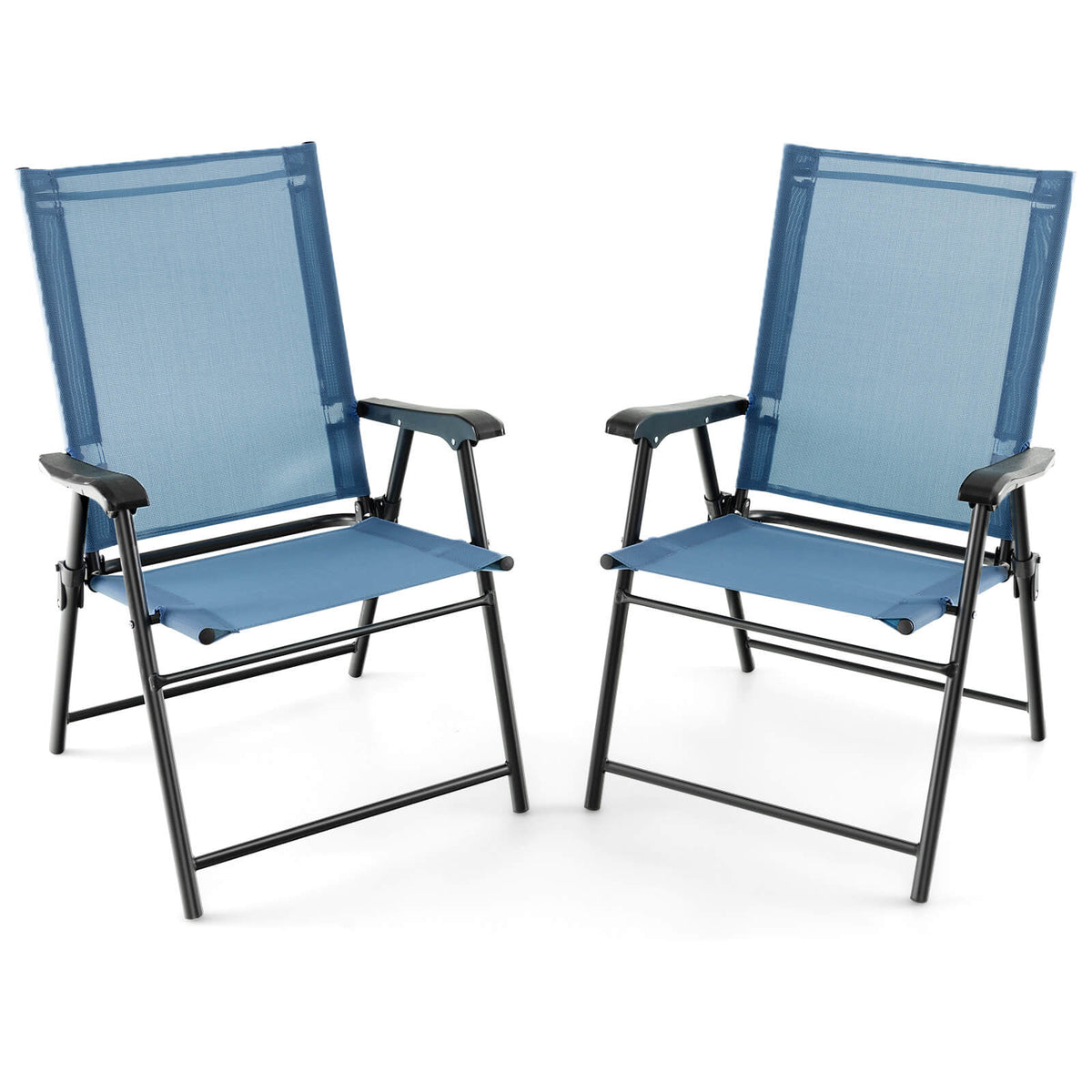 2 Set of Patio Dining Chair with Armrests and Metal Frame