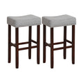 29 Inch Set of 2 Height Upholstered Bar Stool with Solid Rubber Wood Legs and Footrest-Gray