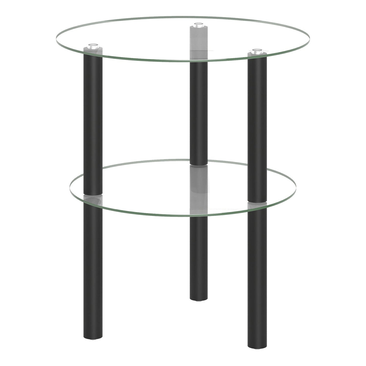 Round End Table with Tempered Glass Top and Shelf