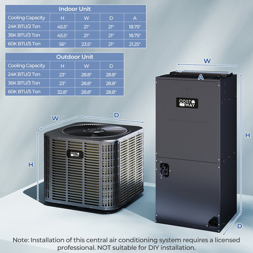 2 Ton 18 SEER2 Central Air Conditioner Heat Pump System with Multi-Position Air Handler Unit