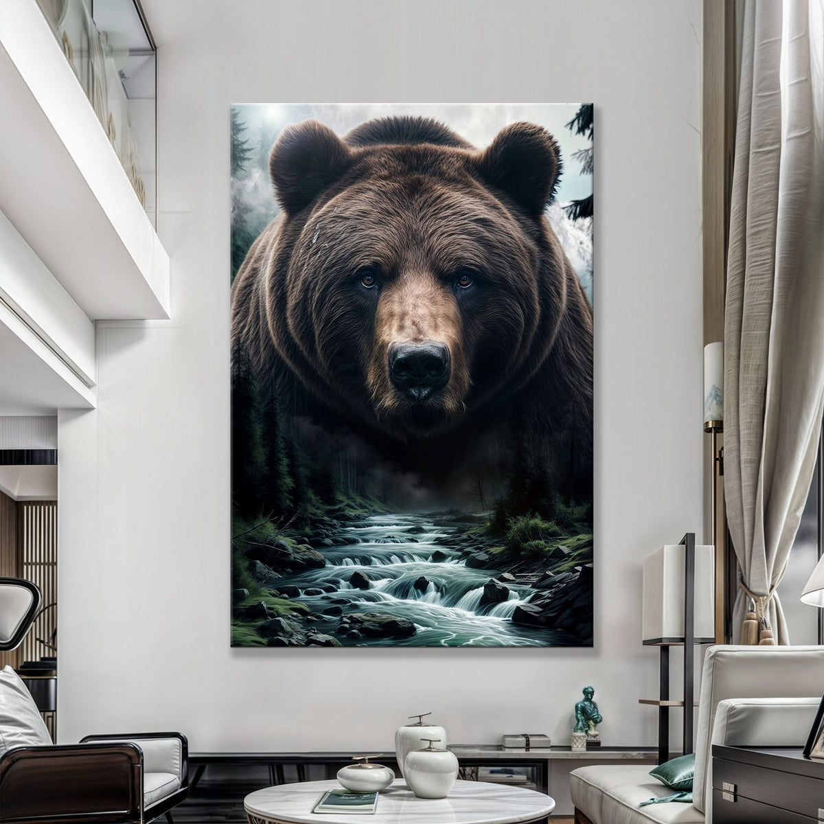 Grizzly Bear Double Exposure Wall Art