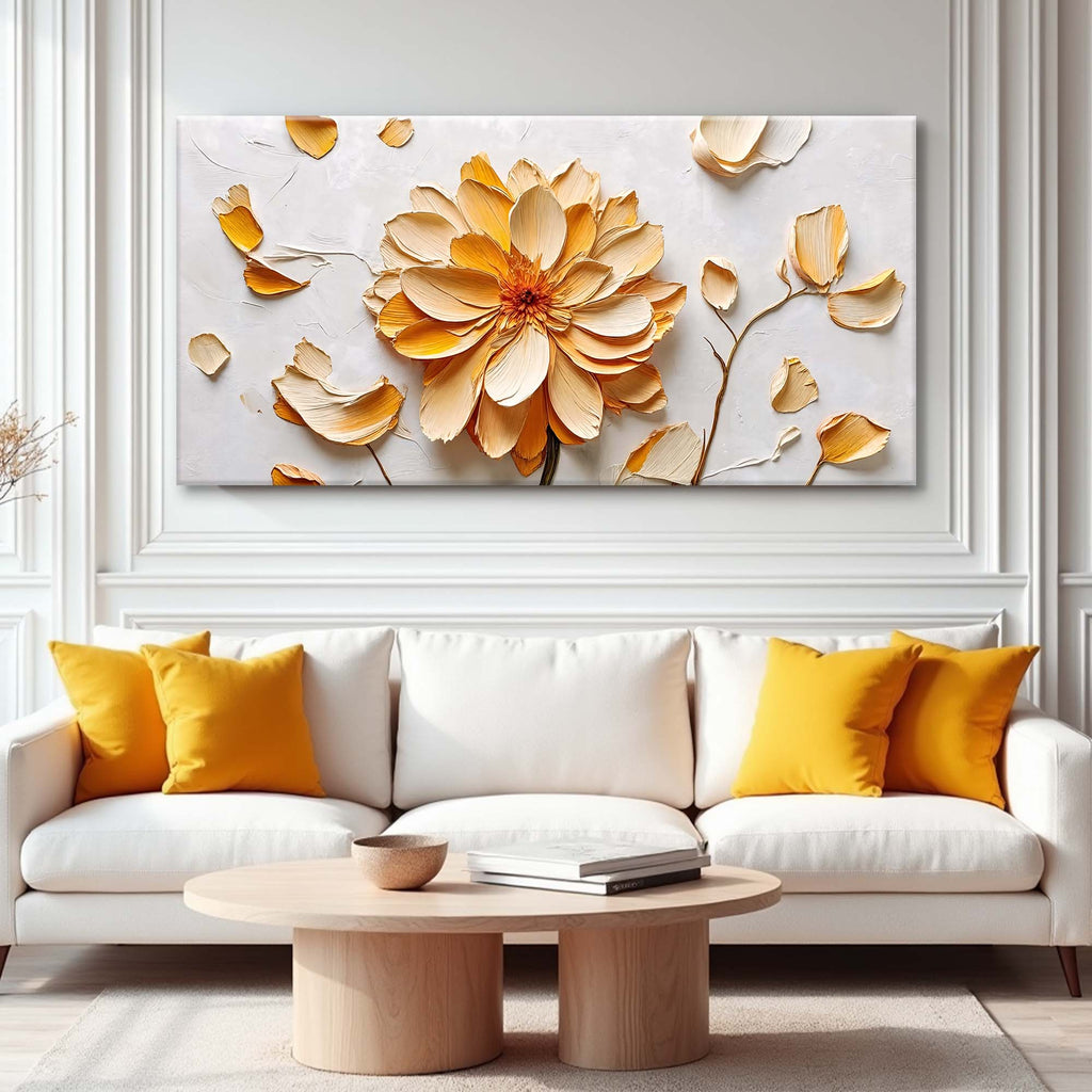 Golden Dandelion Minimalist Abstract Wall Art III