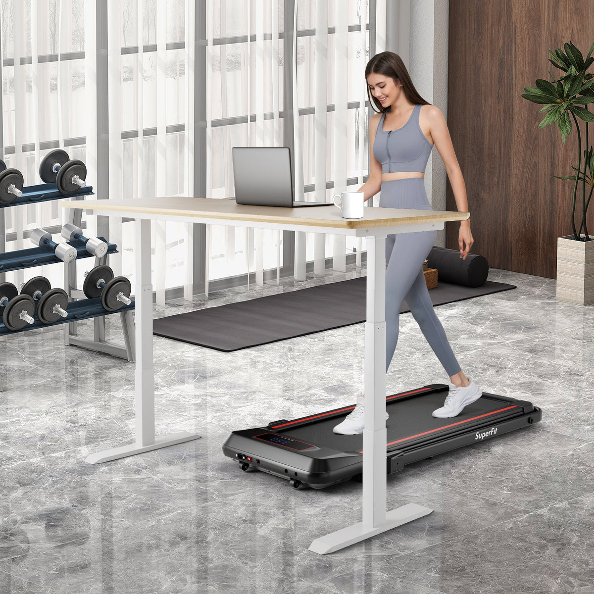 2 in 1 Folding Treadmill with Incline with Remote Control