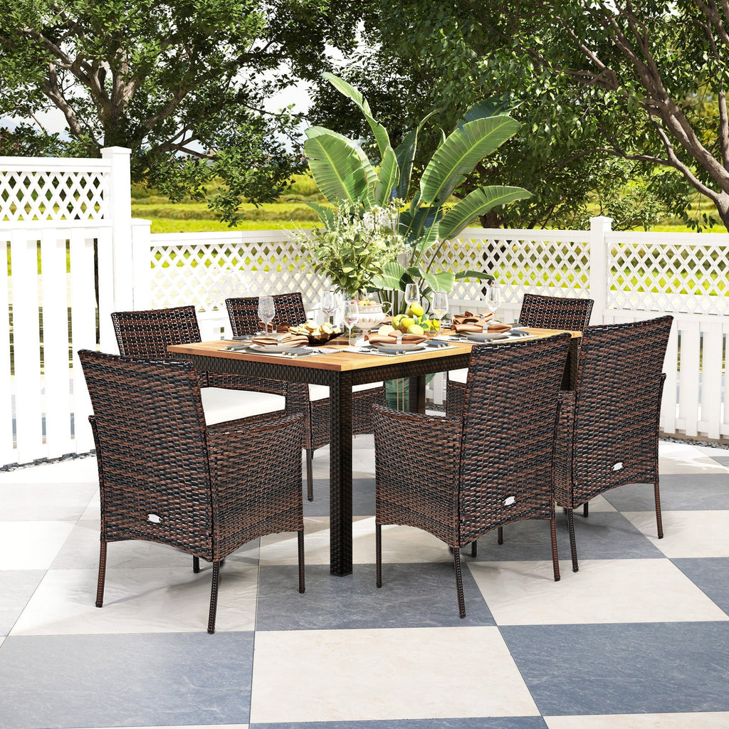 2 Pieces Outdoor PE Rattan Armchairs with Removable Cushions