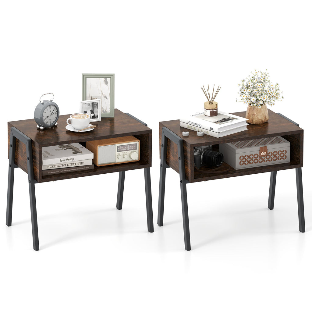 2 Pieces Stackable Night Stand Bedside End Table Set