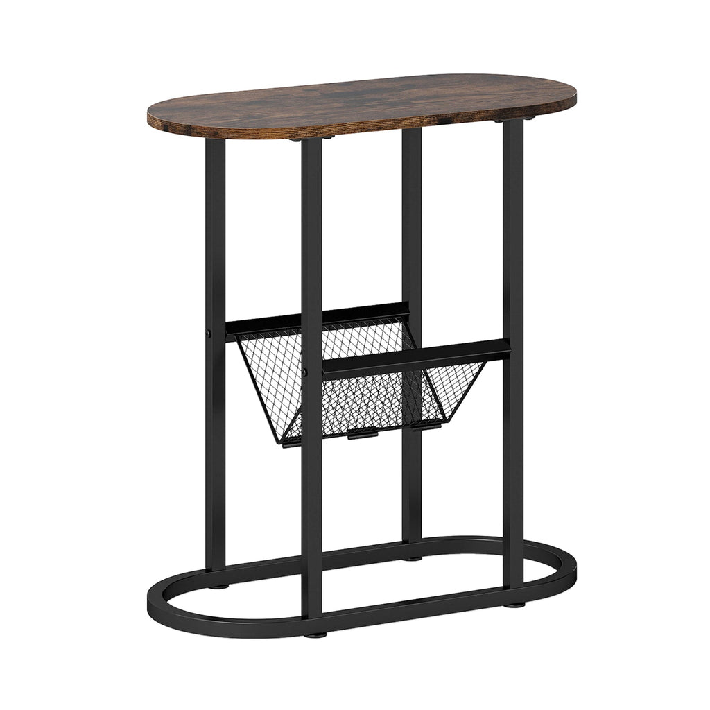 2-tier Oval Narrow Bedside End Table