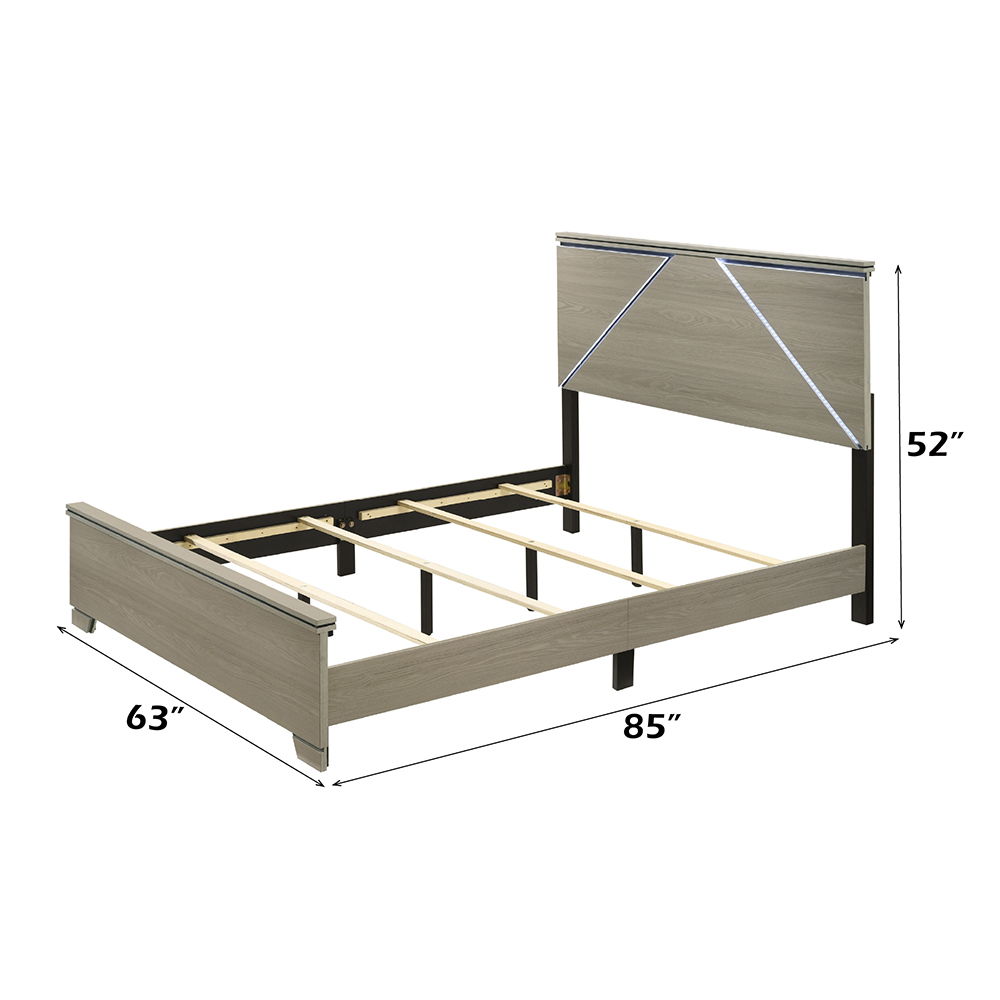 Joanna - Queen Bed With LED - Weathered Gray