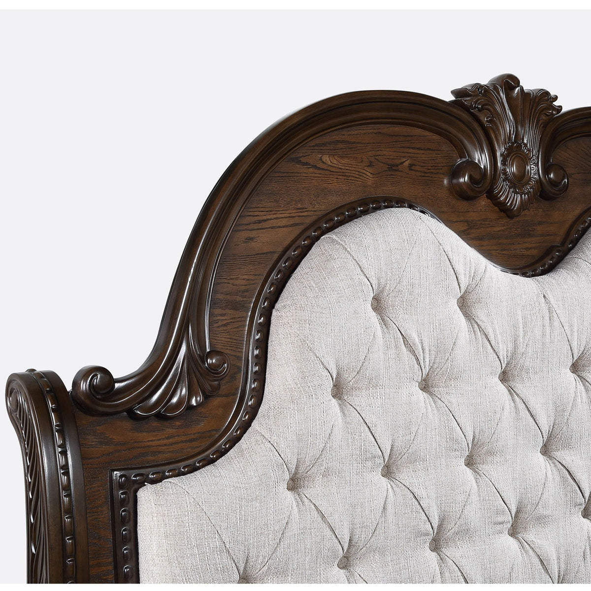 Traditional Style Button Tufted Headboard Sleigh Bed