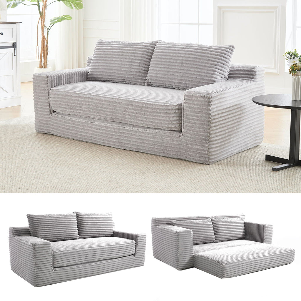 Convertible Loveseat Sofa Bed With Memory Foam & Steel Frame