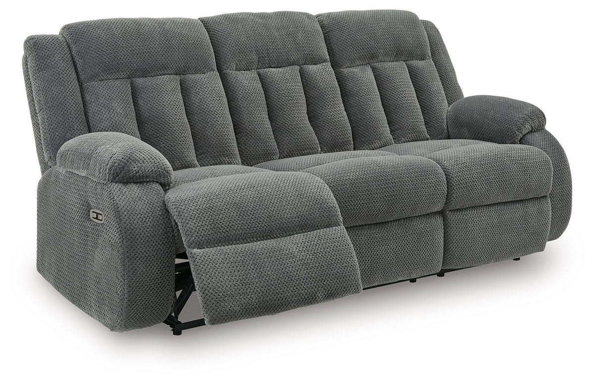 Observation - Reclining Power Sofa With Drop Down Table - Steel