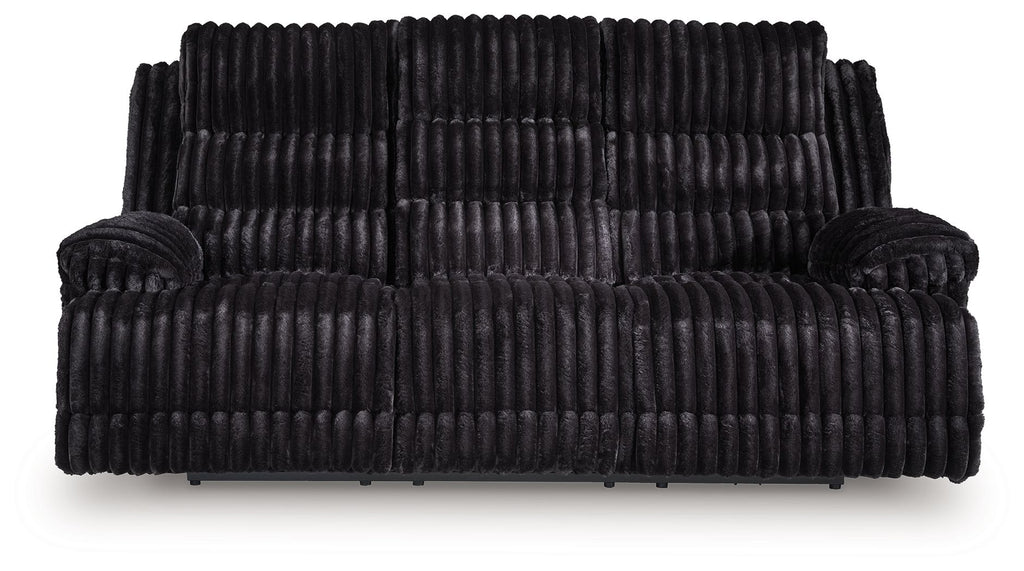 Rhine Falls - Reclining Power Sofa With Drop Down Table - Onyx