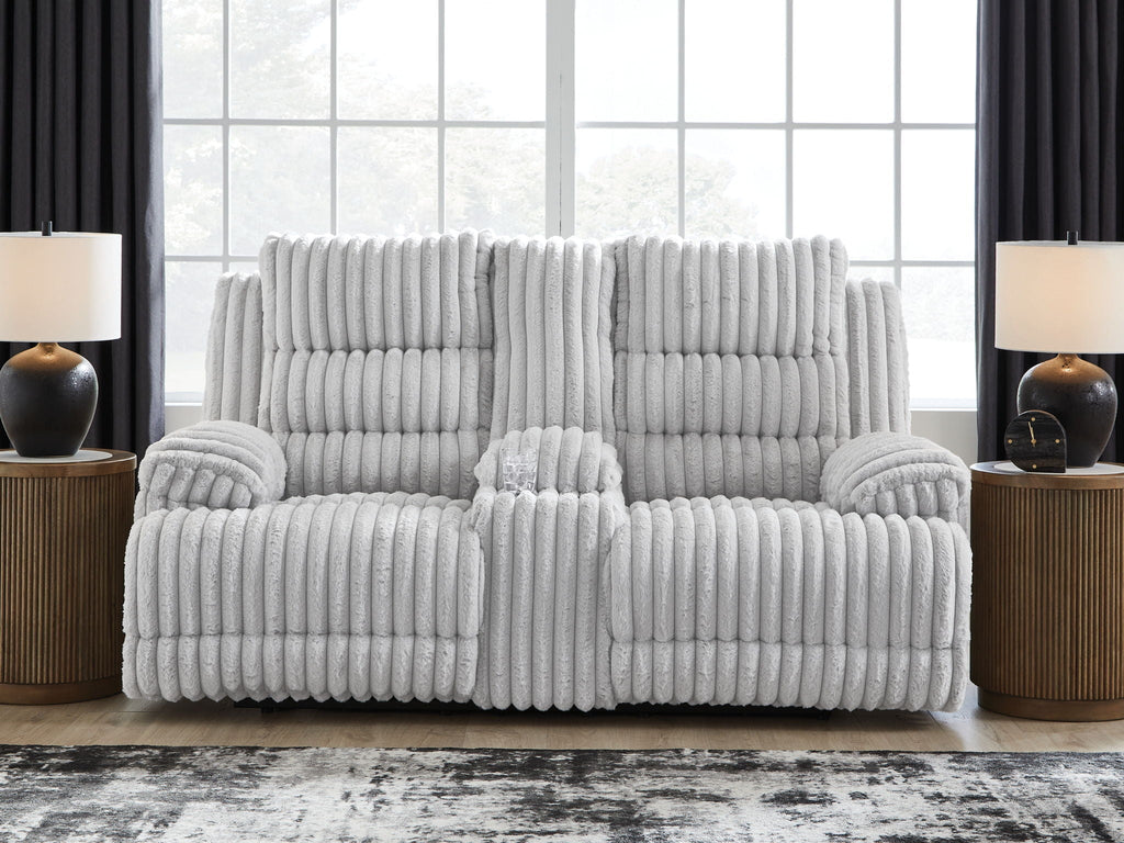 Rhines Falls - Double Reclining Power Loveseat With Console - Alloy