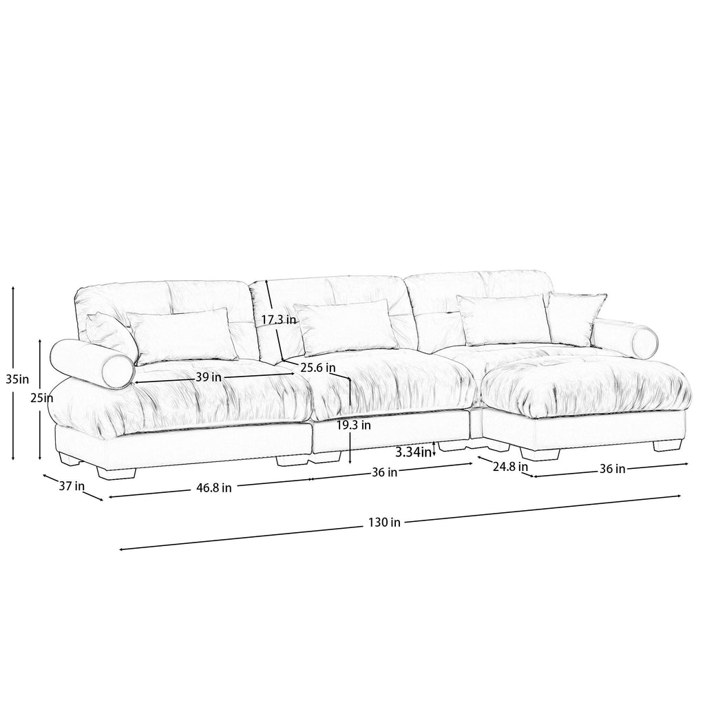 Super Comfort Oversized Modular Sectional Sofa With Movable Ottoman