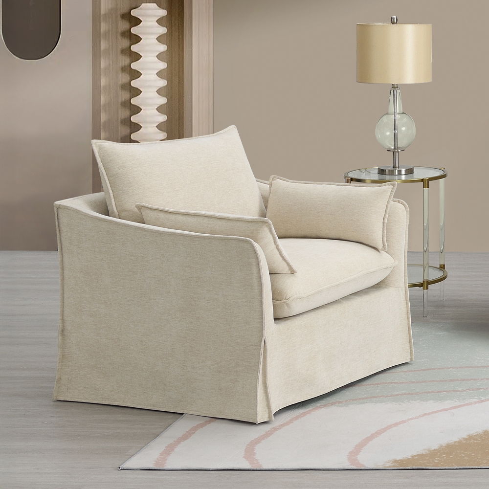 Shane - Chair With 2 Pillows - Beige Linen