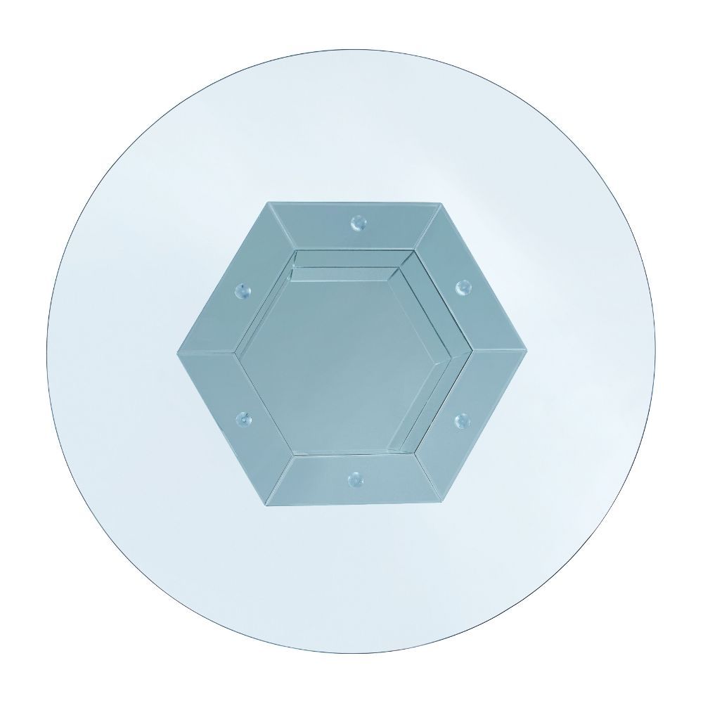 Noralie - Dining Table - Mirrored, Faux Diamonds & Clear Glass Top