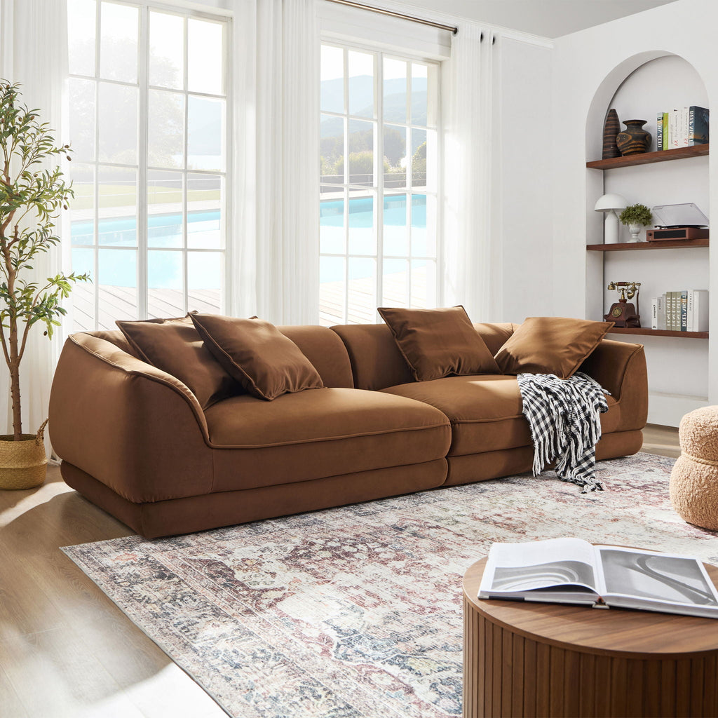 Nordic Modern Sofa With Removable Pillowcase, High Density Sponge Filling, 4 Throw Pillows