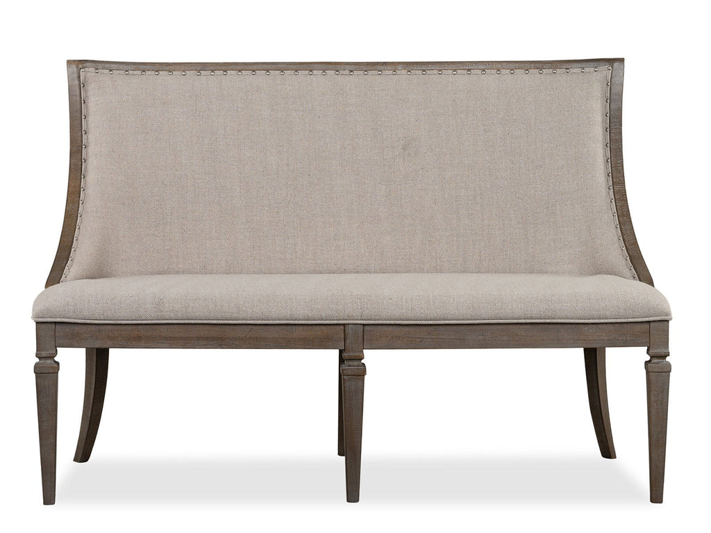 Lancaster - Bench With Upholstered Seat & Back - Dovetail Gray