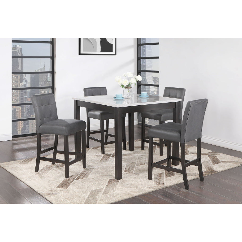 Leon - Bar Table And 4 Bar Stools - Espresso / White