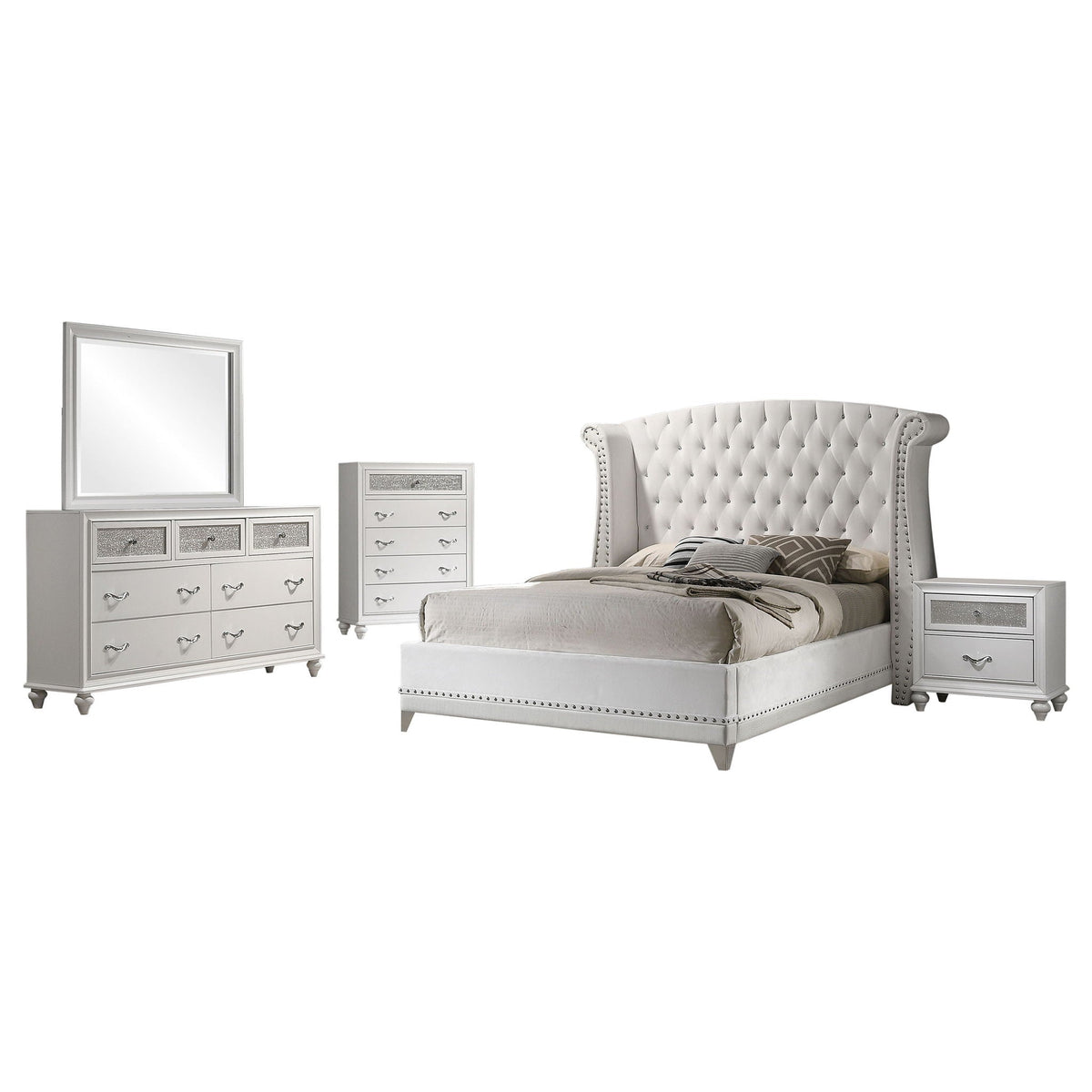 Barzini 5-piece Eastern King Bedroom Set White