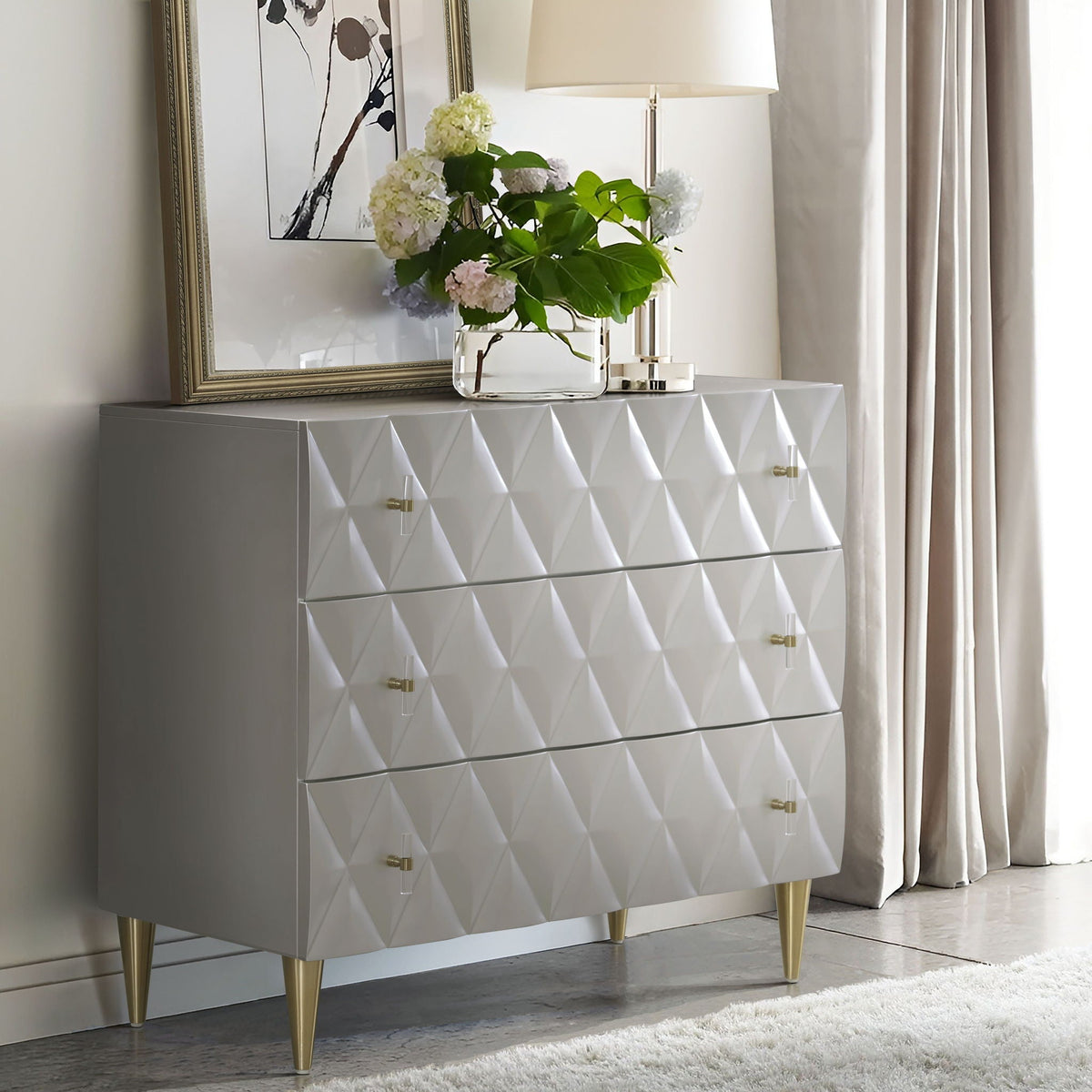 Anson - Console Cabinet - Champagne / Silver