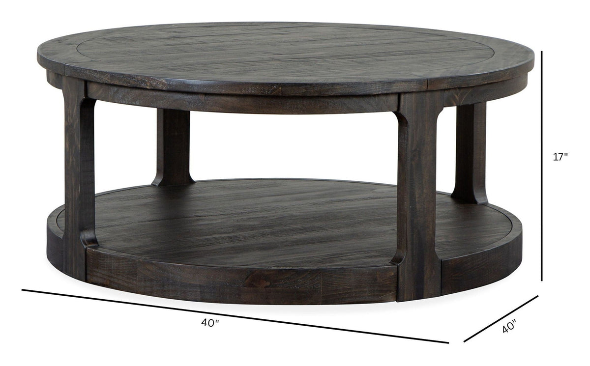 Boswell - Round Cocktail Table (With Casters) - Peppercorn