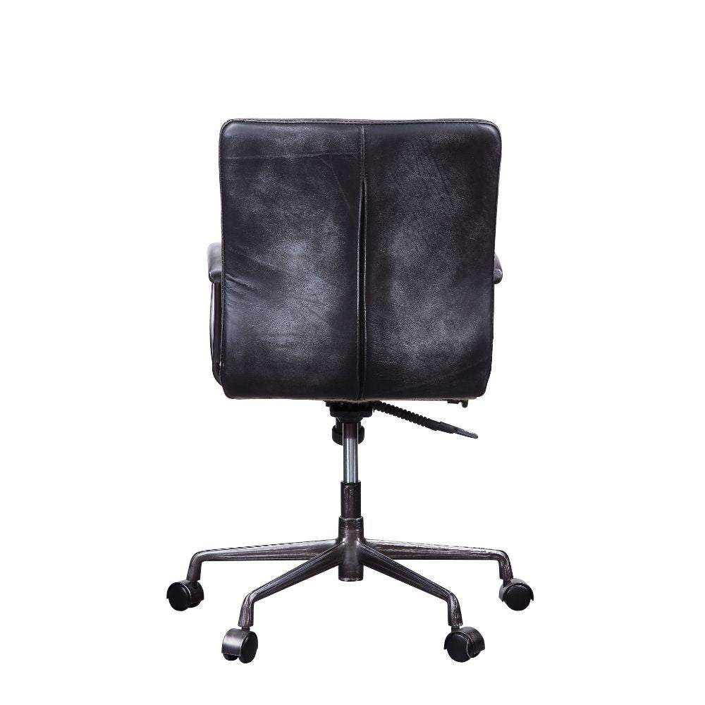 Barack - Office Chair - Vintage Black Top Grain Leather & Aluminum