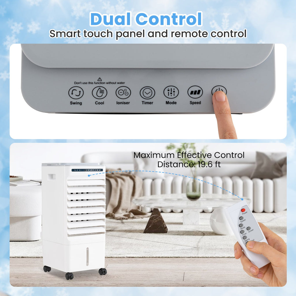 3-in-1 Evaporative Portable Air Cooler with 3 Modes include Remote Control-White