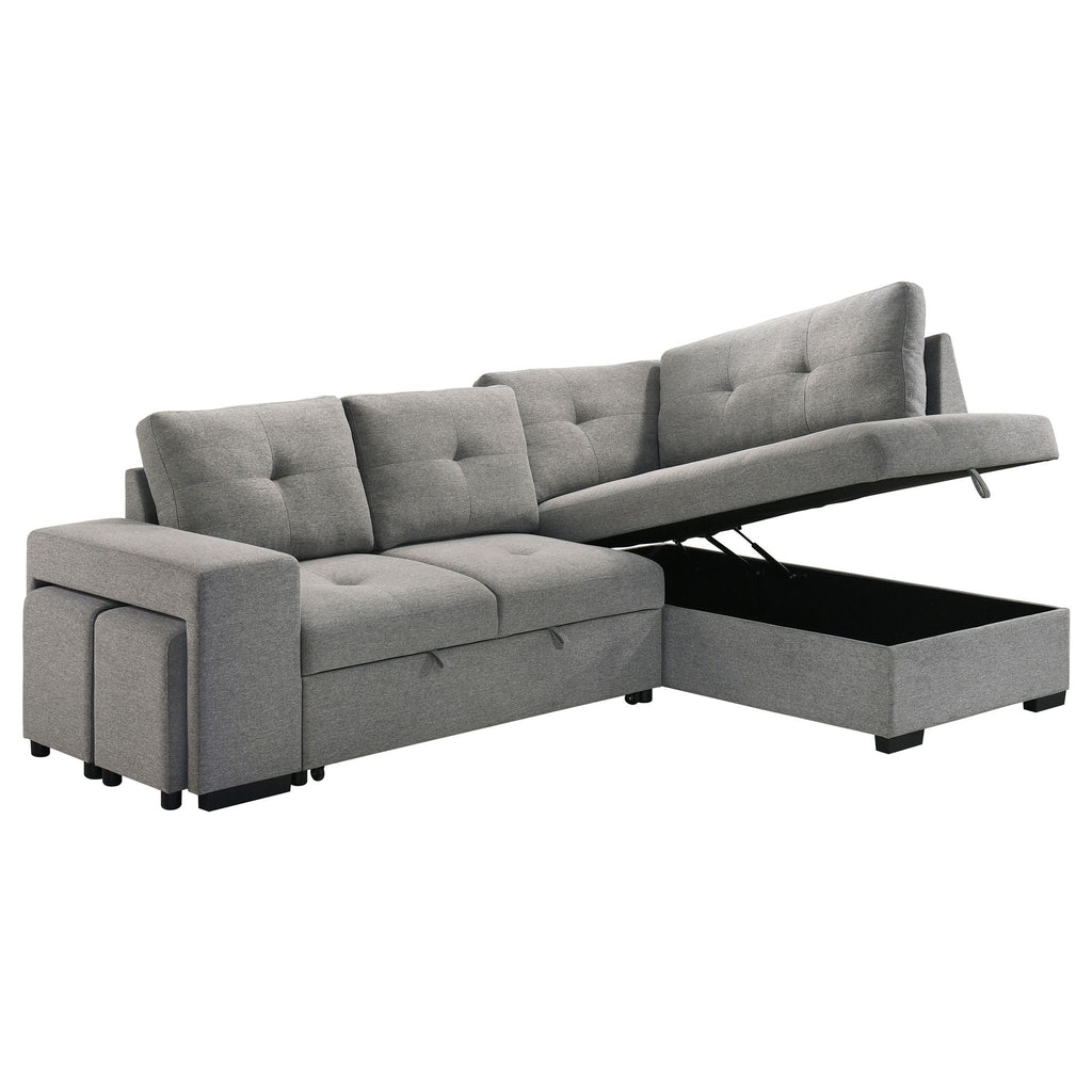 Roanne Fabric Upholstered Sleeper Sectional Sofa Grey