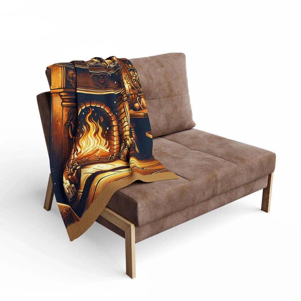 Fleece Blanket with Sizzling Fireplace Design
