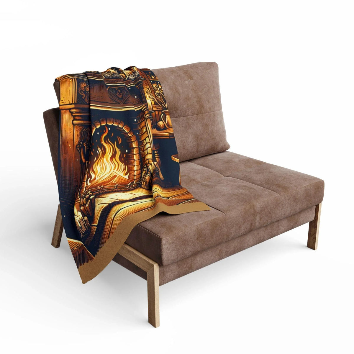 Fleece Blanket with Sizzling Fireplace Design