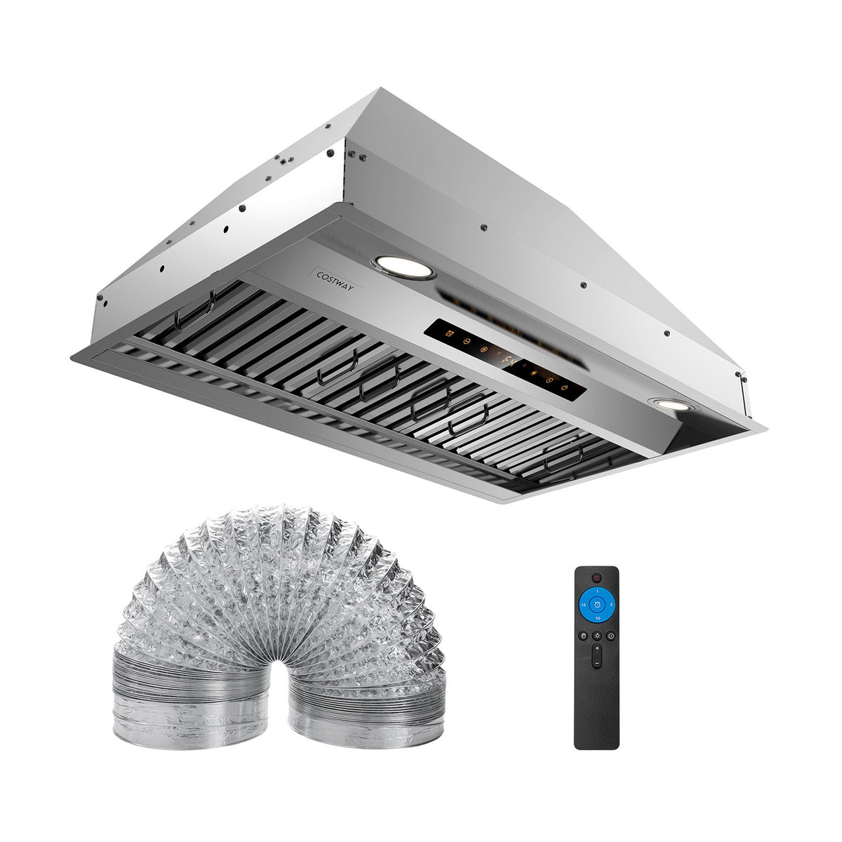 30 Inch Under Cabinet Range Hood with 4 Fan Speeds and Baffles Filters-Silver