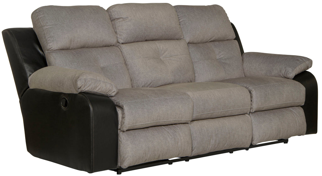 Felix - Sofa With 3 Recliners & Drop Down Table - Black / Granite