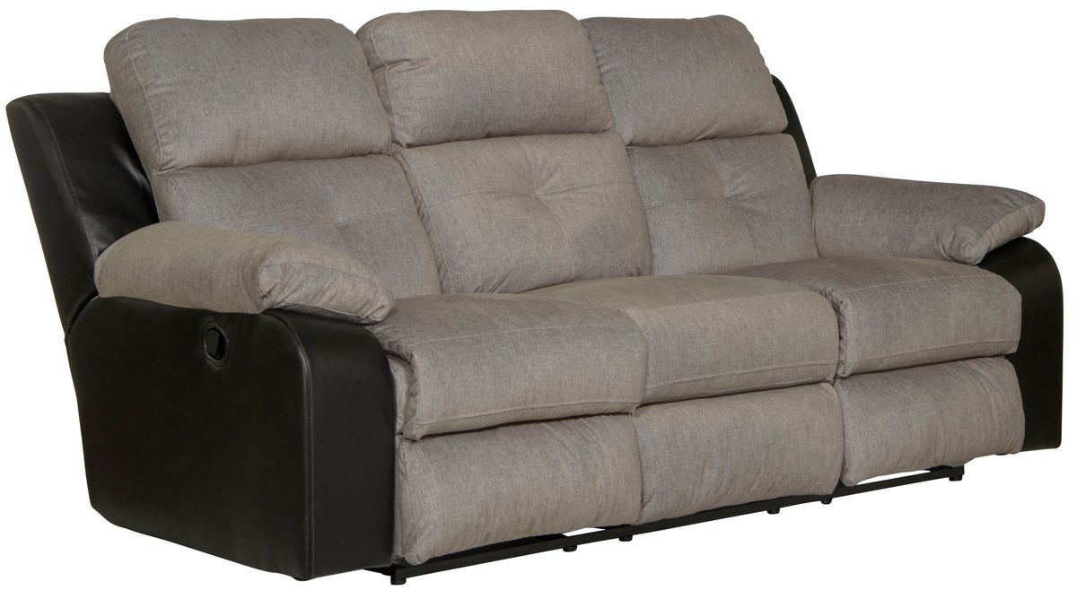 Felix - Sofa With 3 Recliners & Drop Down Table - Black / Granite