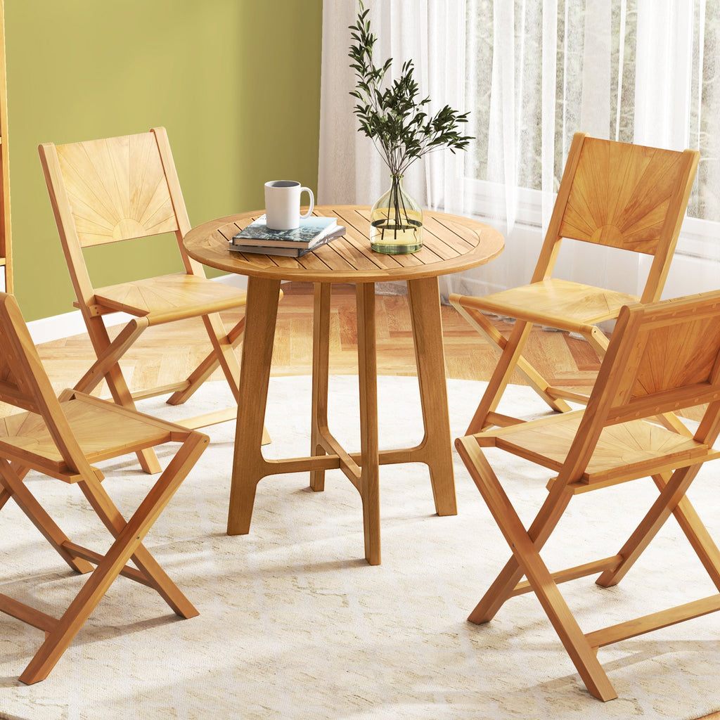 31.5 Inches Patio Dining Table with Slatted Tabletop and X-shaped Frame
