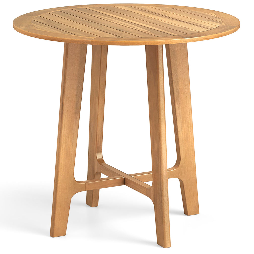 31.5 Inches Patio Dining Table with Slatted Tabletop and X-shaped Frame