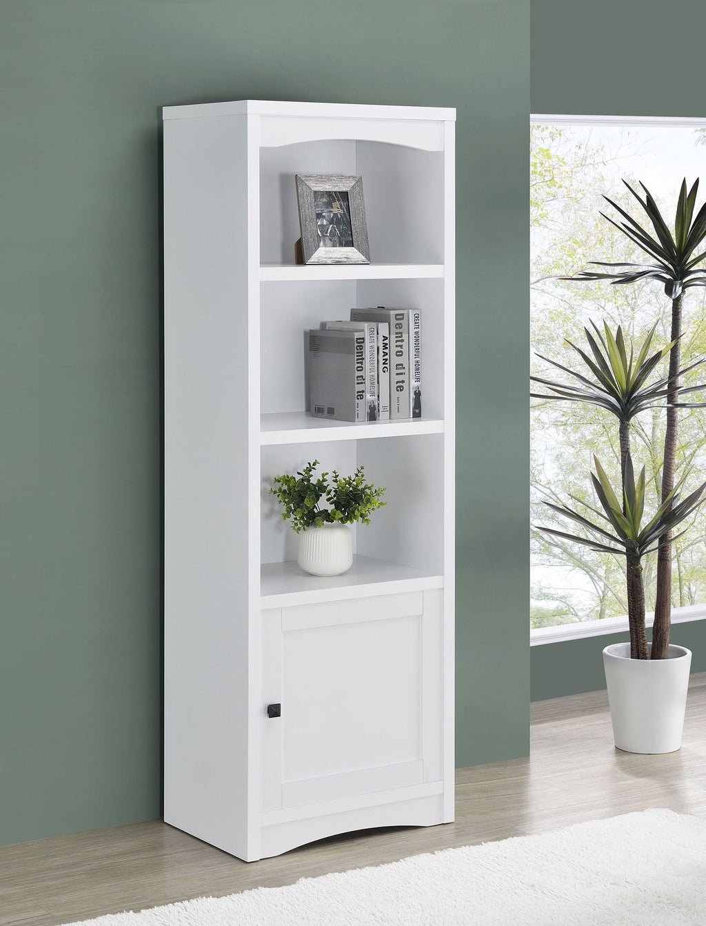 Laughlin 4-shelf Engineered Wood Media Tower White