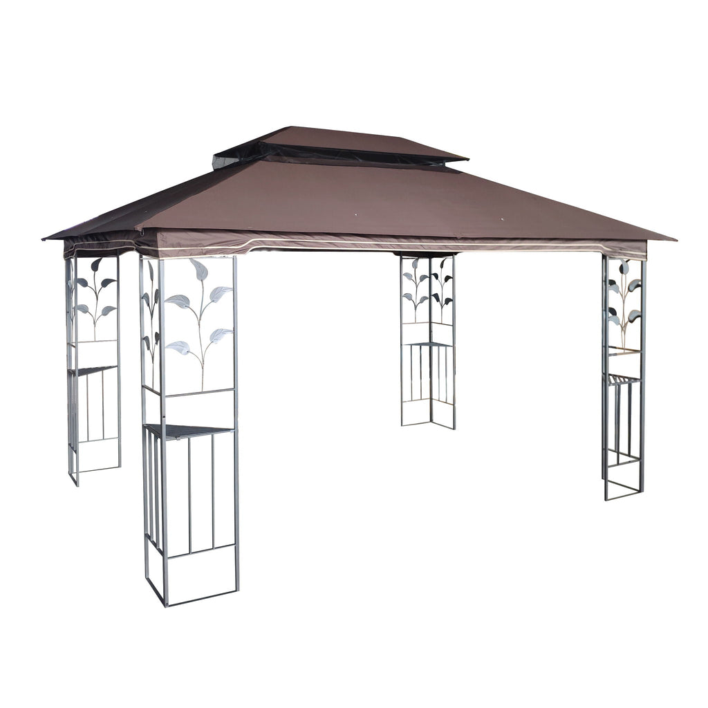 Patio Gazebo Tent With Ventilated Double Roof And Mosquito Net For Backyard Or Garden
