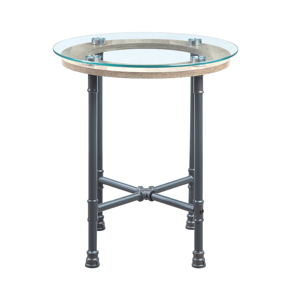 Brantley - End Table - Clear Glass & Sandy Gray