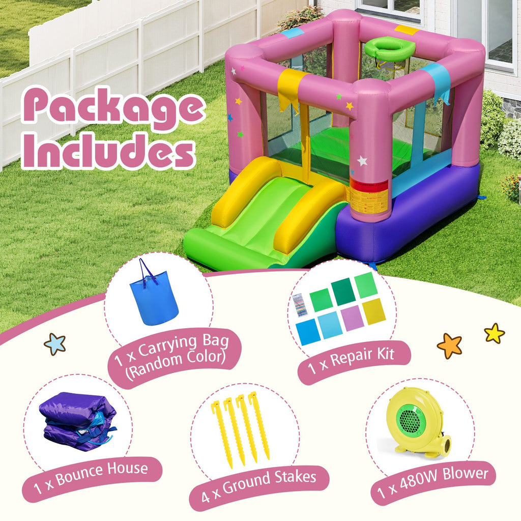 Inflatable Bounce House with 480W Blower and Carrying Bag for Party