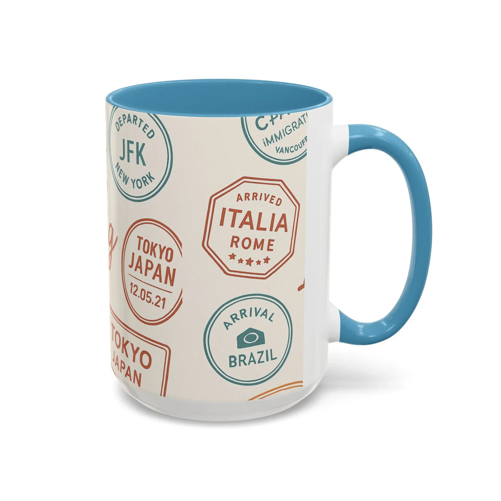 Pack Light, Live Big – Wanderlust Mug with Passport Stamp Collection