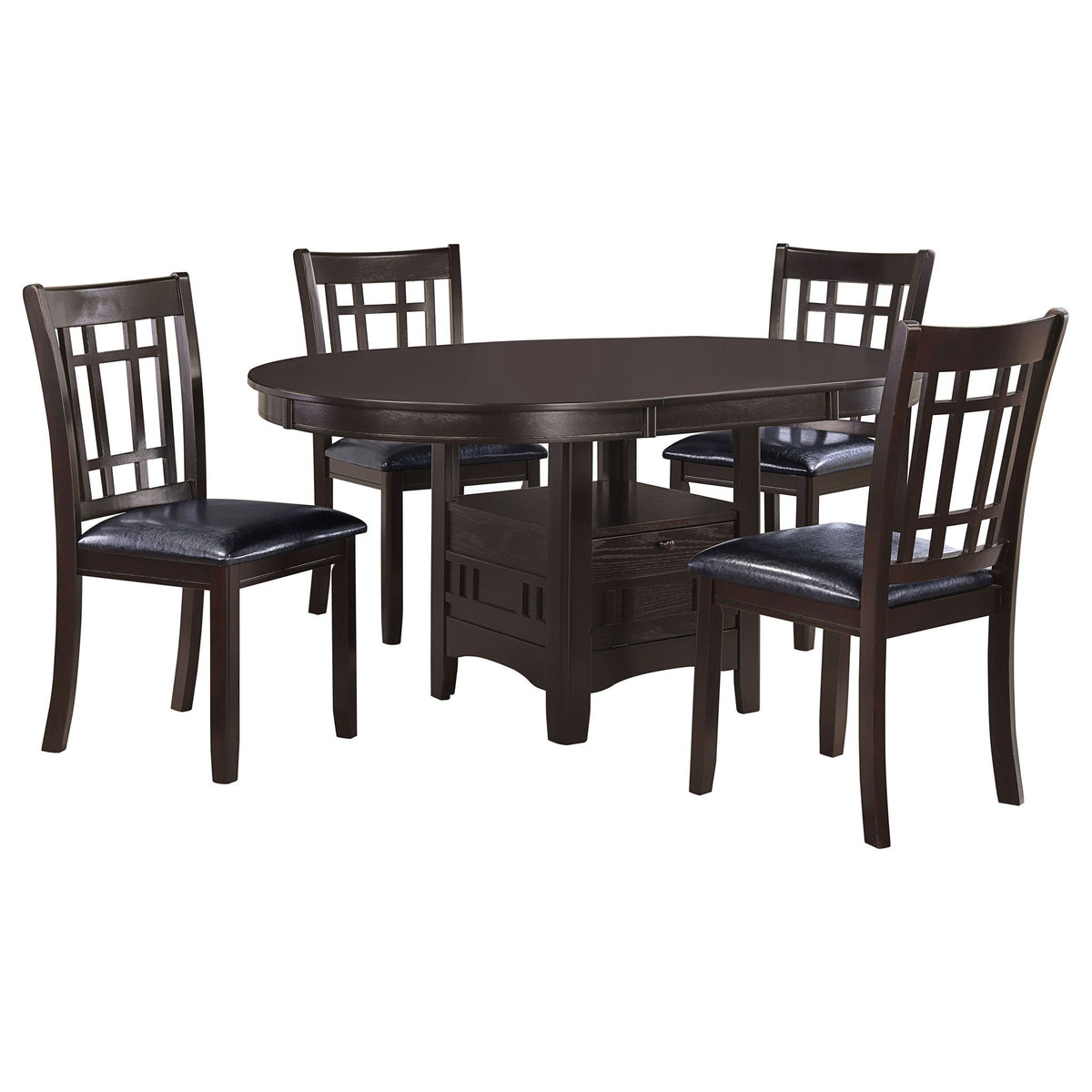 Lavon 5-piece Oval Extension Leaf Dining Set Espresso