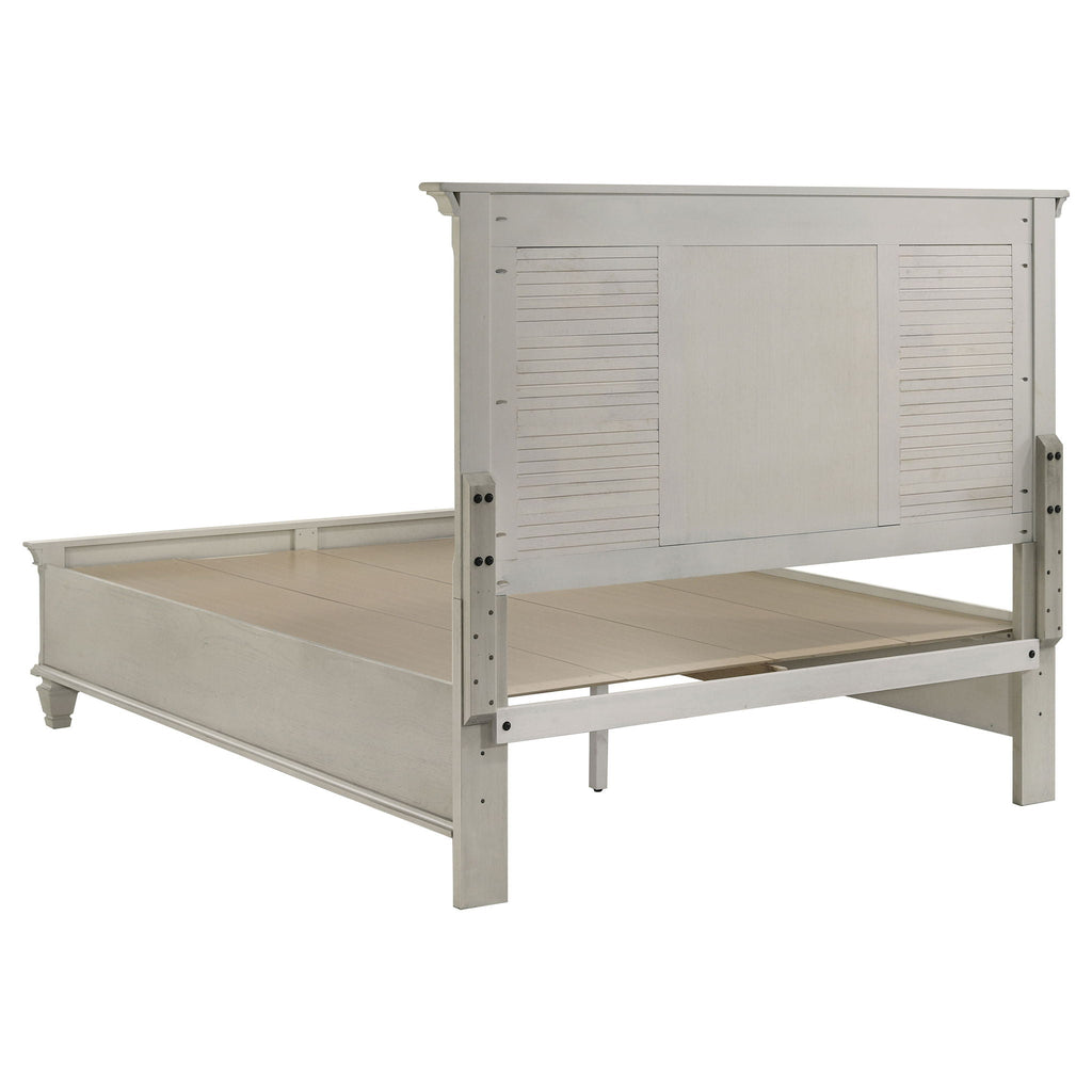 Franco Wood Queen Storage Panel Bed Distressed White