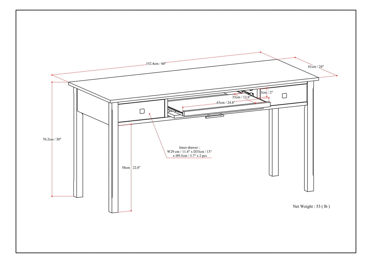 Avalon - Large Desk - Tobacco Brown