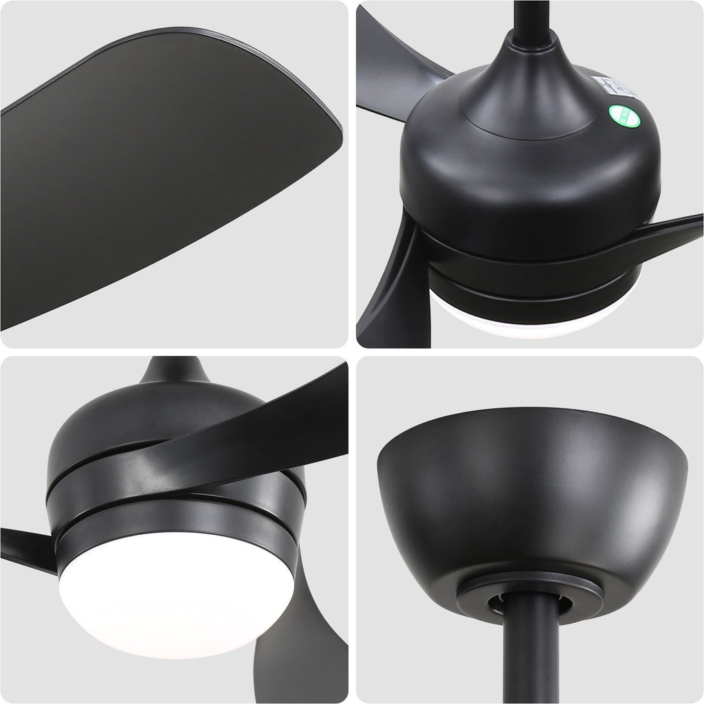 Ceiling Fan With 3 Blades, Remote Control, Reversible DC Motor, Noiseless Operation, 3 Downrods
