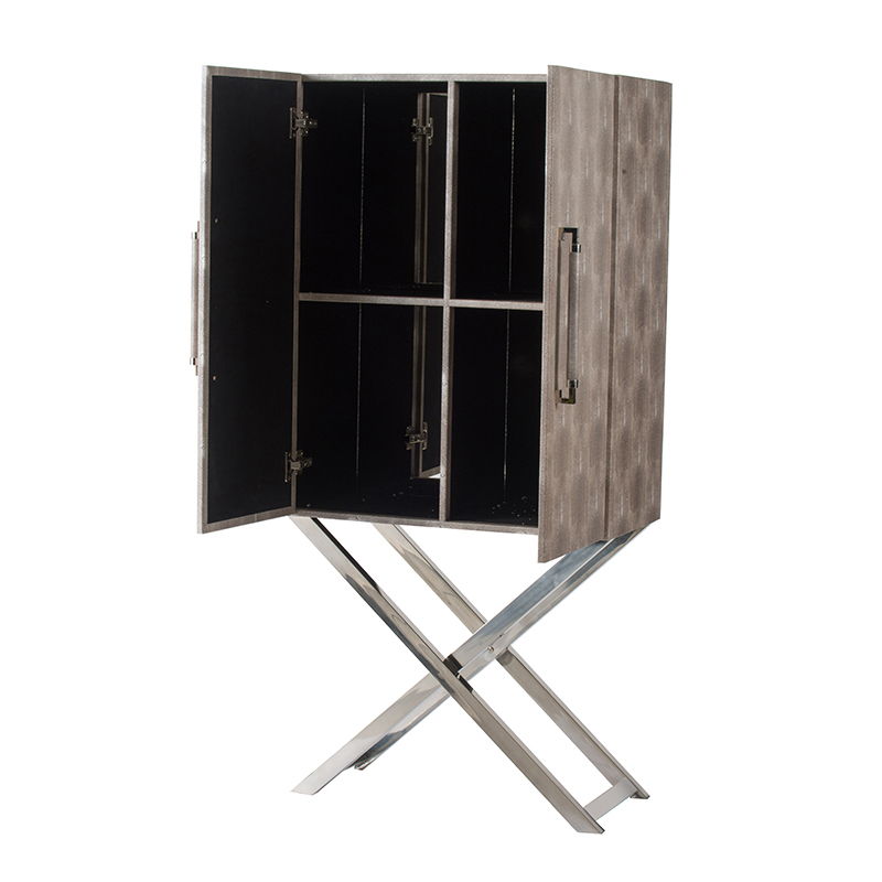 Cabinet - Silver - Faux Leather