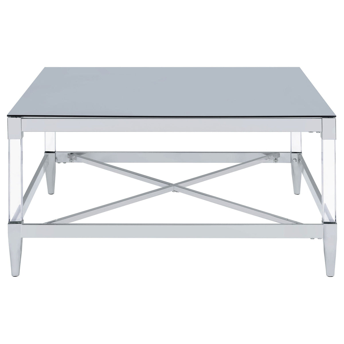 Lindley Square Tempered Mirror Acrylic Coffee Table Chrome