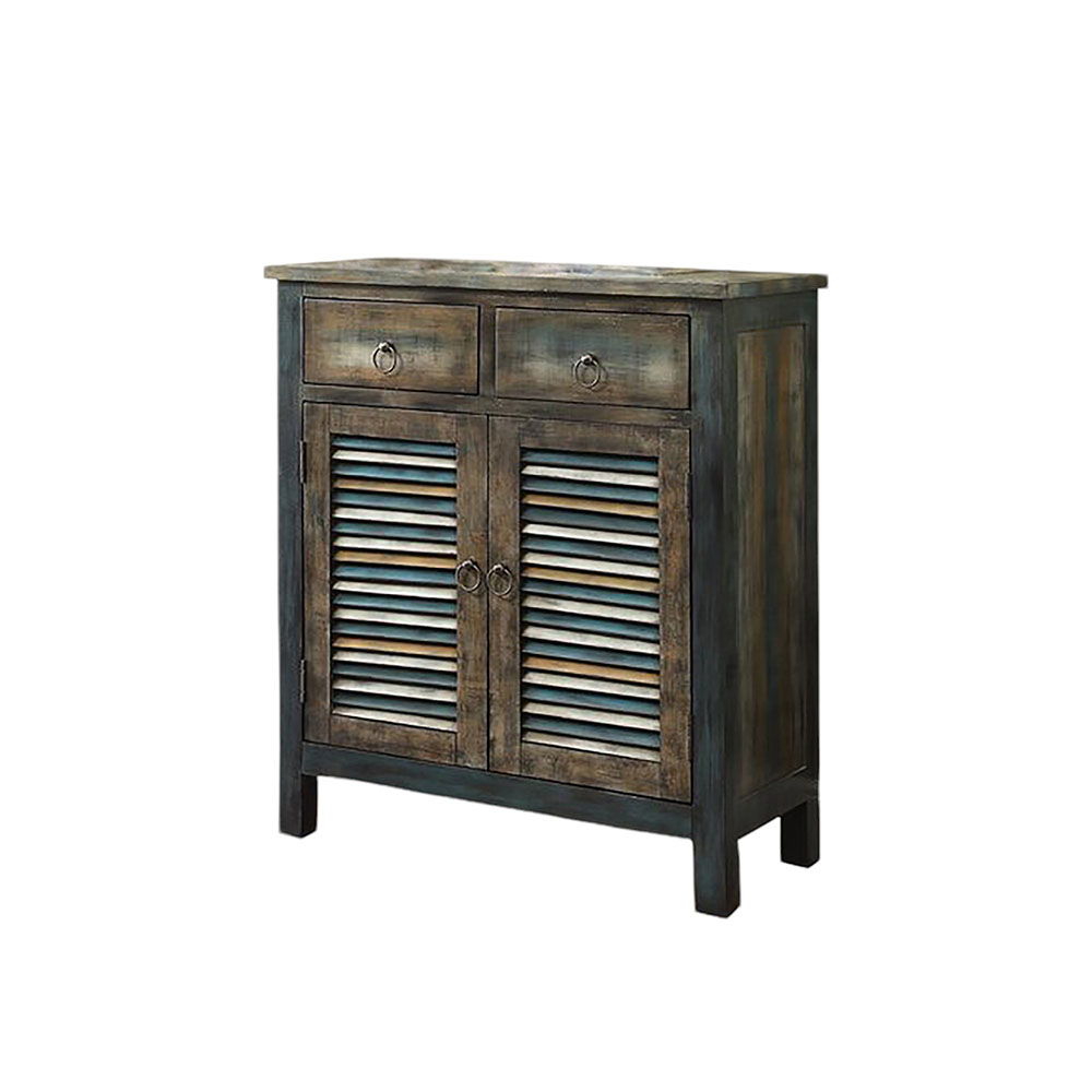 Glancio - Console Cabinet - Antique Oak & Teal