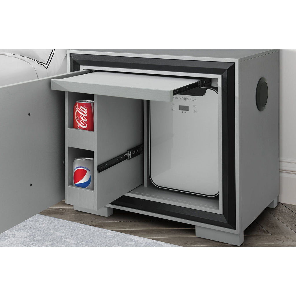 Adelaide - Nightstand With Cooler And Speaker - Gray / Black