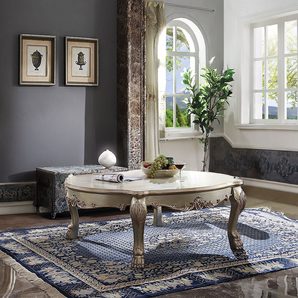Dresden II - Coffee Table - Gold Patina & Bone